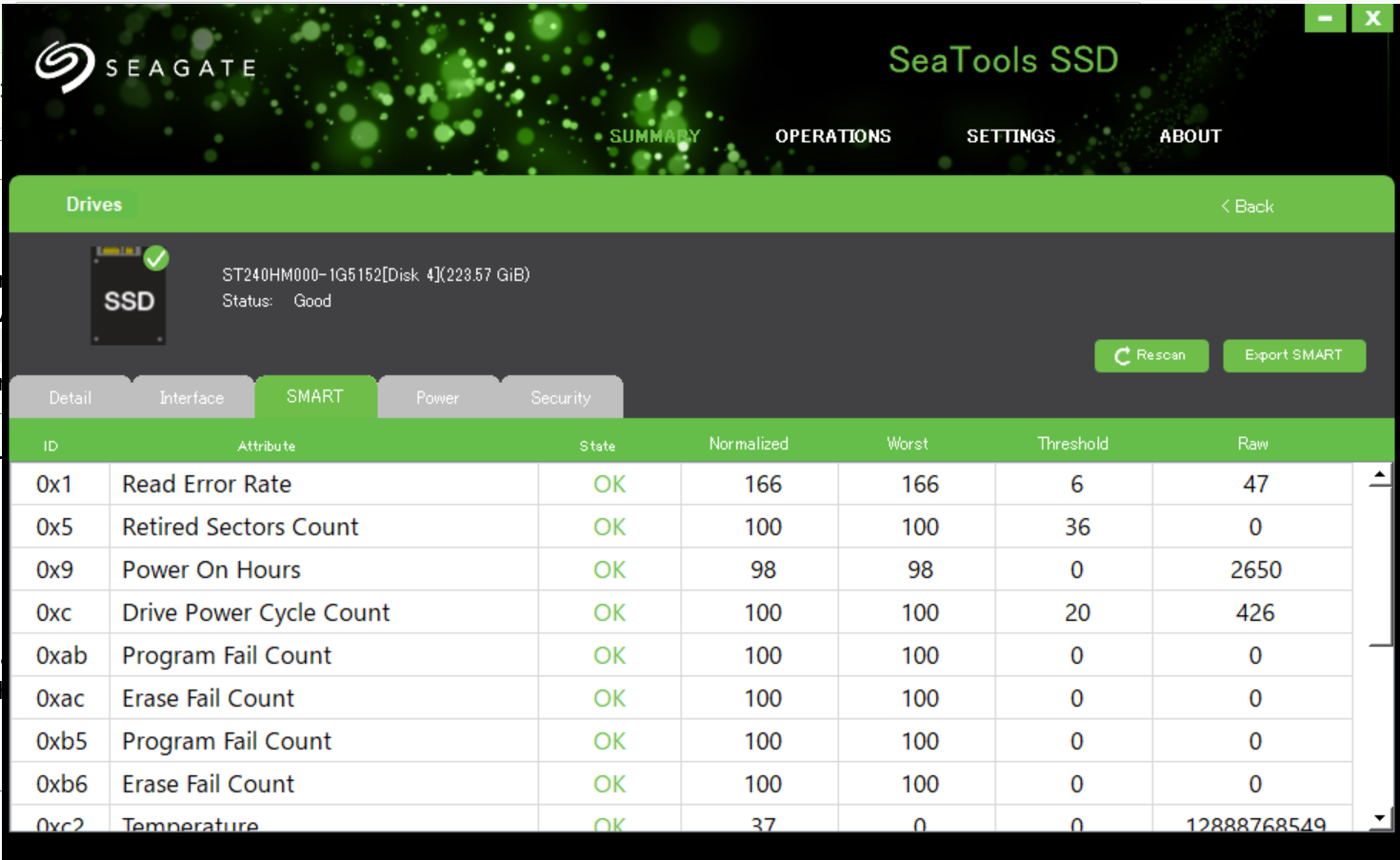 添付画像【1804_SeaTools-SSD-GUI4.1.88_SG600-SMART_1.PNG : 389.1KB】